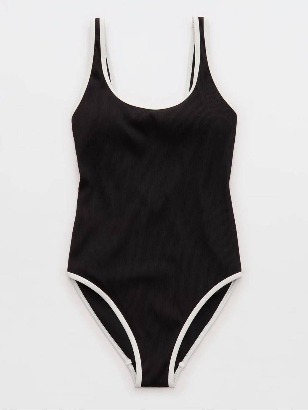 Aerie NWT Ribbed Scoop Full Coverage Black One Piece Swimsuit XXL
